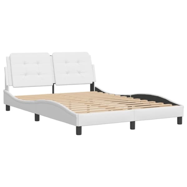 vidaXL sengeramme med sengegavl 120x200 cm kunstlæder hvid