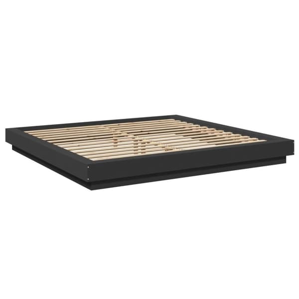 vidaXL sengeramme med LED-lys 180x200 cm konstrueret træ sort