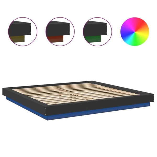 vidaXL sengeramme med LED-lys 180x200 cm konstrueret træ sort