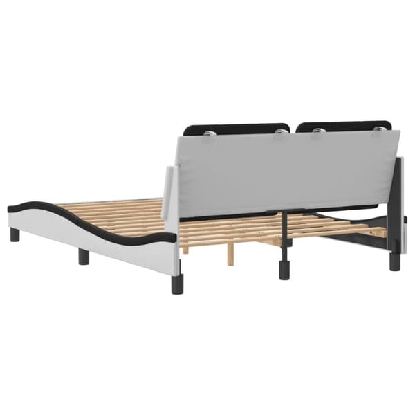 vidaXL sengeramme med sengegavl 140x200 cm kunstlæder hvid og sort