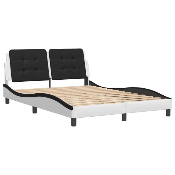 vidaXL sengeramme med sengegavl 140x200 cm kunstlæder hvid og sort