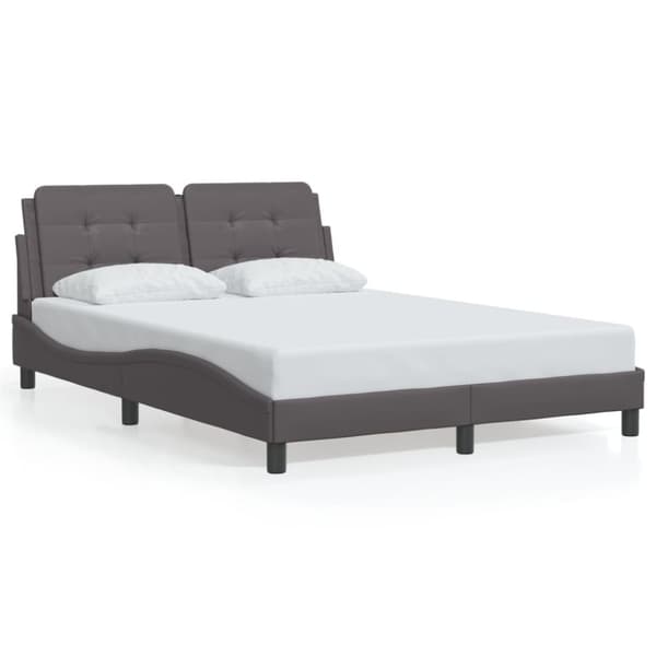 vidaXL Sengeramme med hodegavl grå 120x200 cm kunstlær