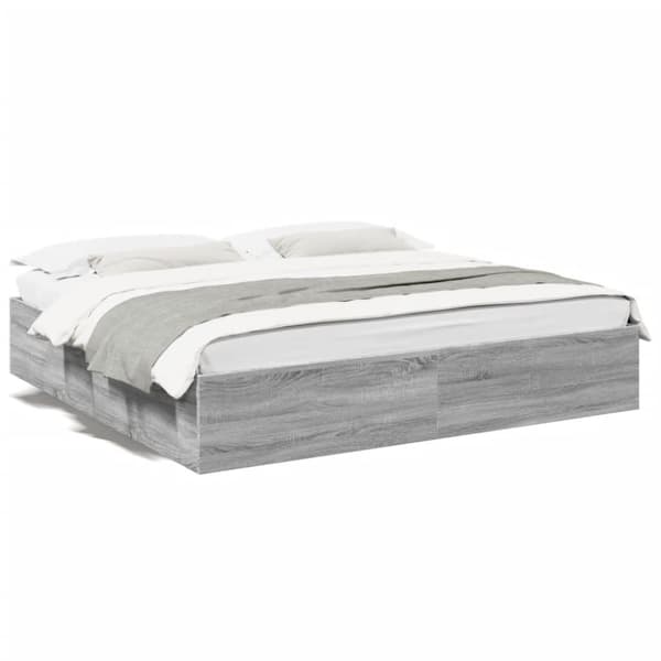 vidaXL sengestel 180x200 cm konstrueret træ grå sonoma-eg