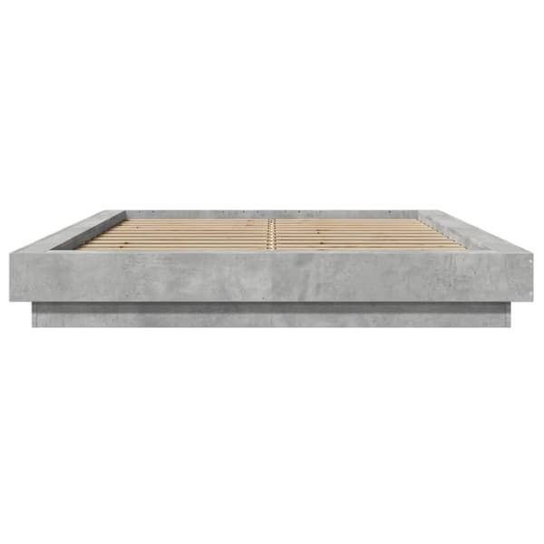 vidaXL sengeramme med ED-lys 135x190 cm konstrueret træ betongrå