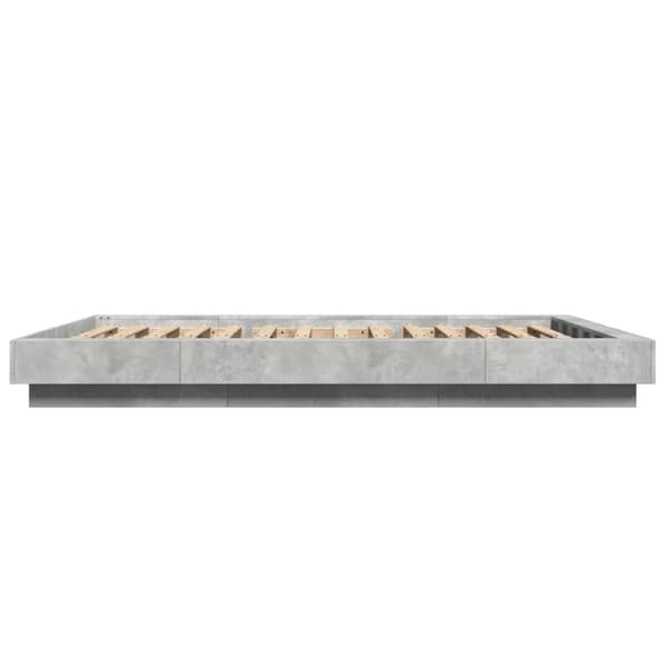 vidaXL sengeramme med ED-lys 135x190 cm konstrueret træ betongrå
