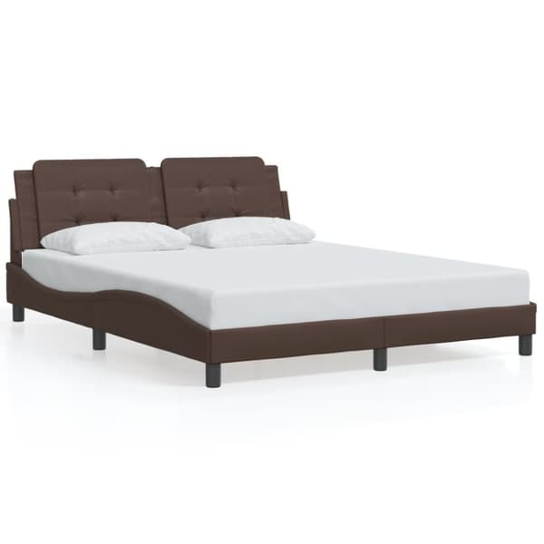 vidaXL sengeramme med LED-lys 160x200 cm kunstlæder brun