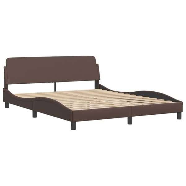 vidaXL sengeramme med LED-lys 160x200 cm kunstlæder brun