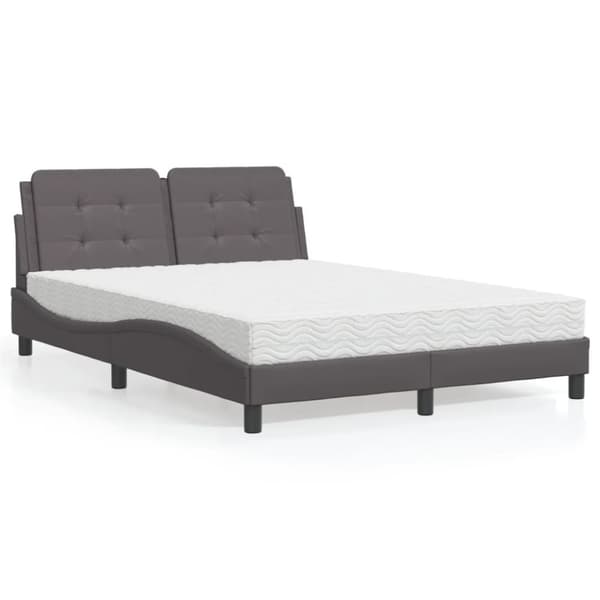 vidaXL Säng med madrass grå 120x200 cm konstläder