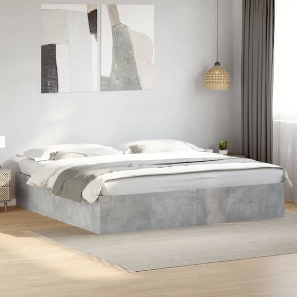 vidaXL Sängynrunko betoninharmaa 180x200 cm tekninen puu