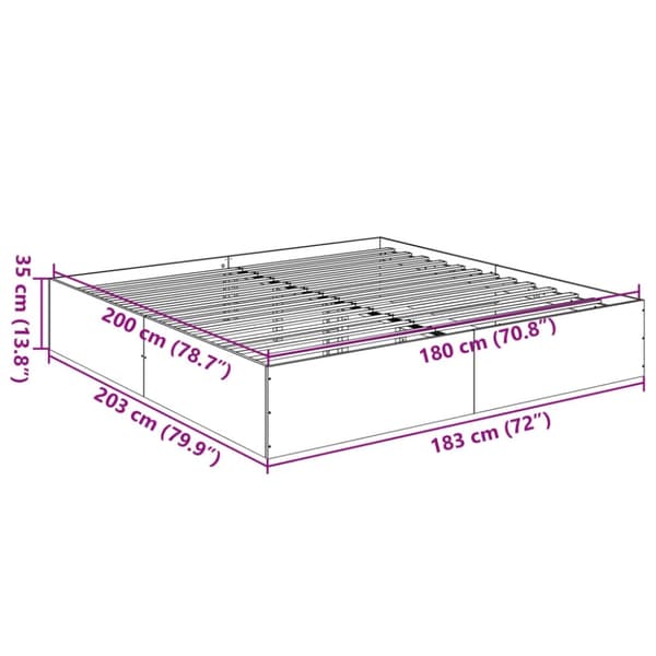 vidaXL Sengeramme betonggrå 180x200 cm konstruert tre
