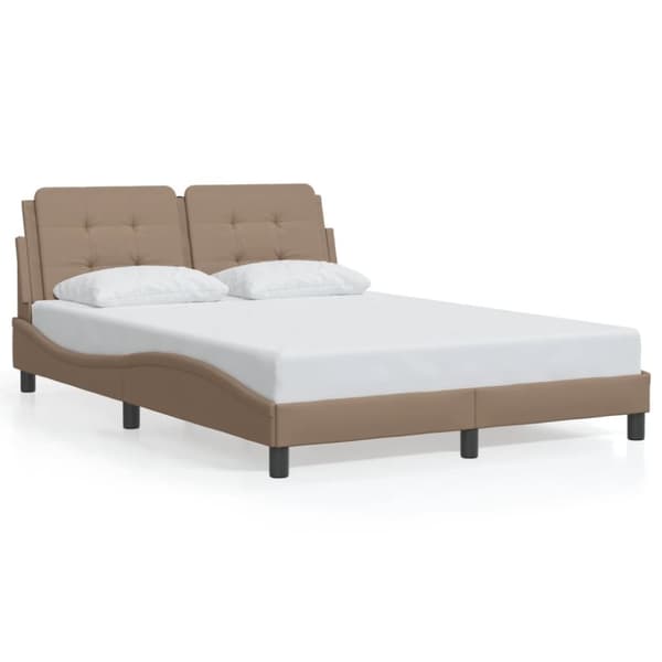 vidaXL sengeramme med sengegavl 140x190 cm kunstlæder cappuccinofarvet