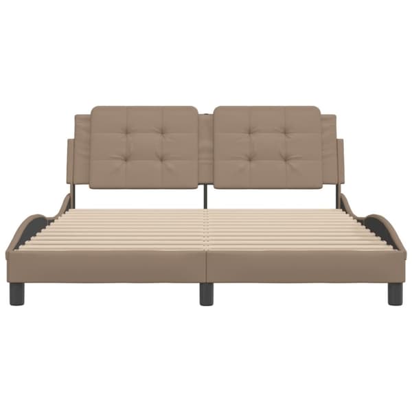 vidaXL sengeramme med sengegavl 160x200 cm kunstlæder cappuccinofarvet