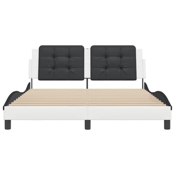 vidaXL sengeramme med sengegavl 160x200 cm kunstlæder hvid og sort