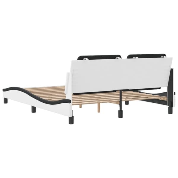 vidaXL sengeramme med sengegavl 160x200 cm kunstlæder hvid og sort