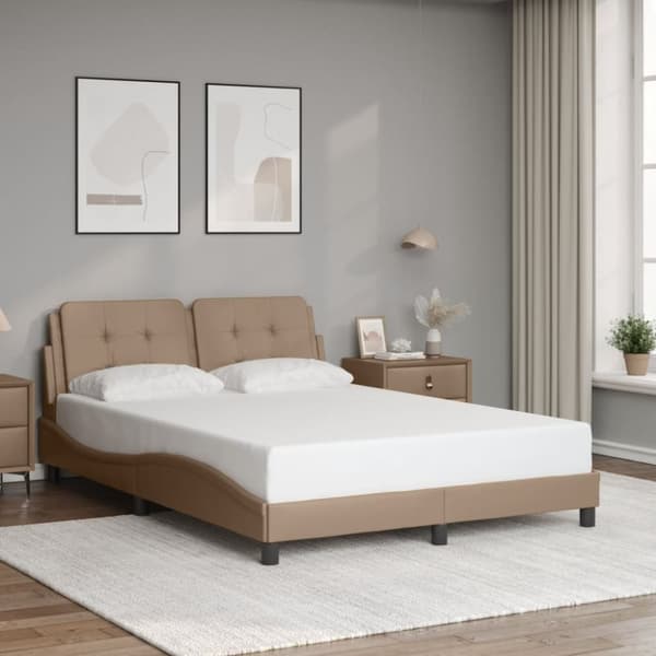 vidaXL sengeramme med sengegavl 120x200 cm kunstlæder cappuccinofarvet