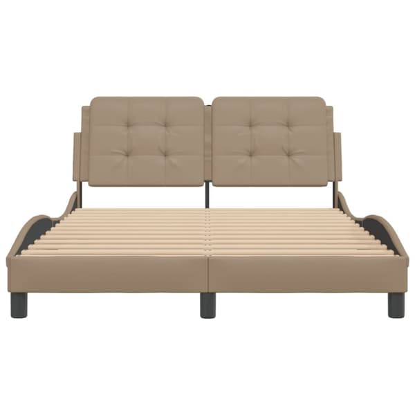 vidaXL sengeramme med sengegavl 120x200 cm kunstlæder cappuccinofarvet