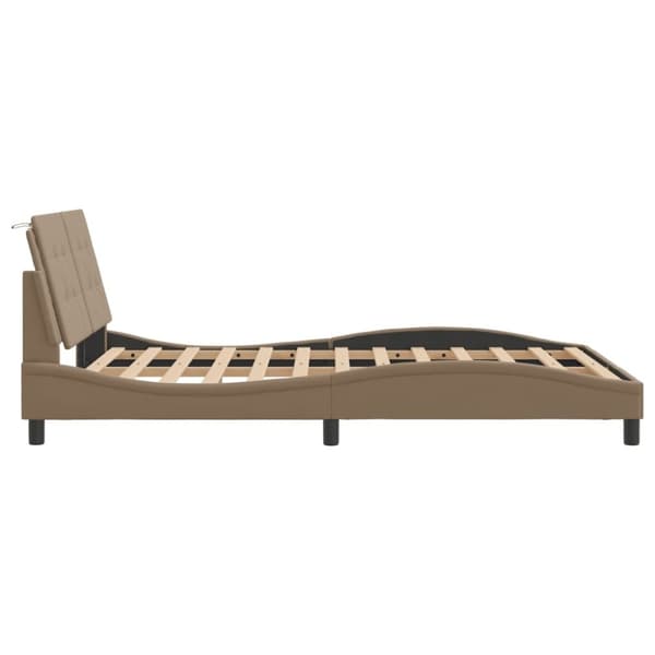 vidaXL sengeramme med sengegavl 120x200 cm kunstlæder cappuccinofarvet