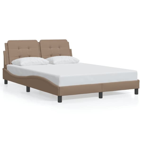 vidaXL sengeramme med sengegavl 120x200 cm kunstlæder cappuccinofarvet