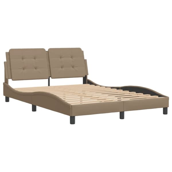 vidaXL sengeramme med sengegavl 120x200 cm kunstlæder cappuccinofarvet