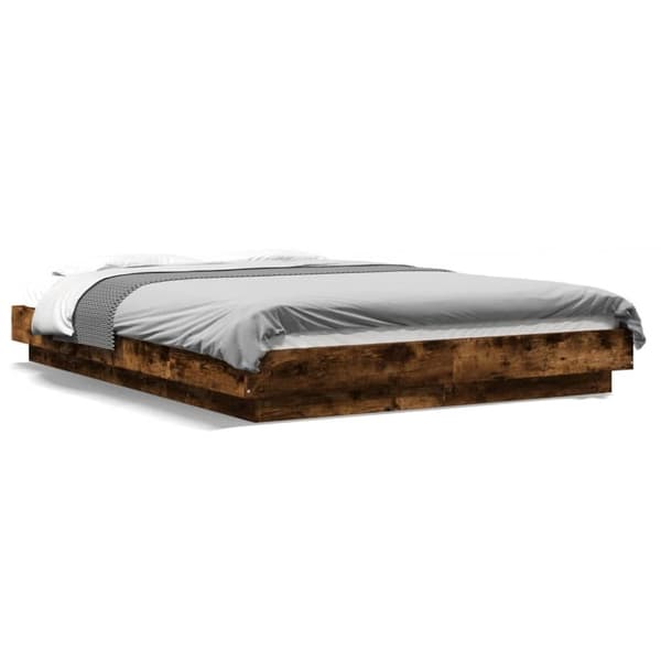 vidaXL sengestel 140x190 cm konstrueret træ røget egetræsfarve