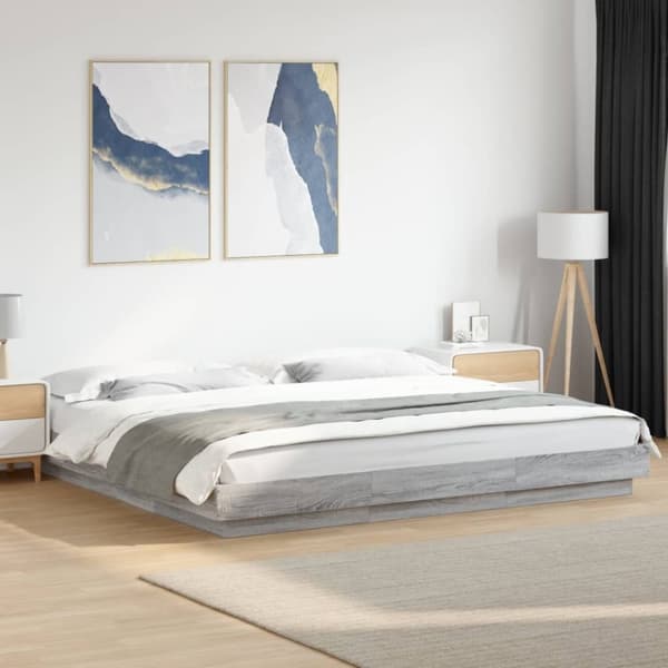 vidaXL Sengeramme grå sonoma 180x200 cm konstruert tre