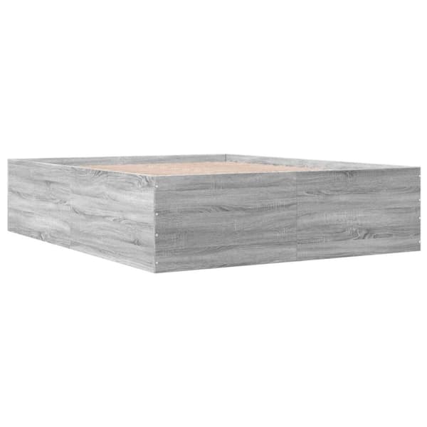 vidaXL Sengeramme grå sonoma 150x200 cm konstruert tre