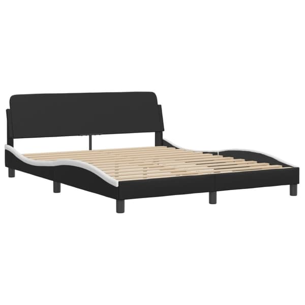 vidaXL Säng med madrass svart och vit 160x200 cm konstläder