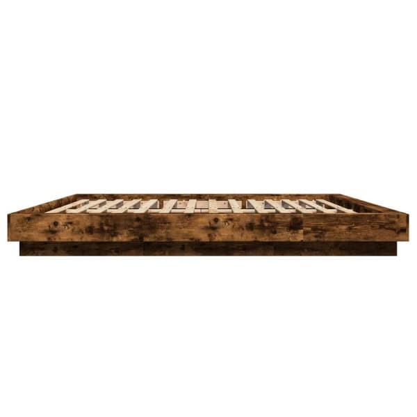 vidaXL sengeramme med LED-lys 180x200 cm konstrueret træ røget eg