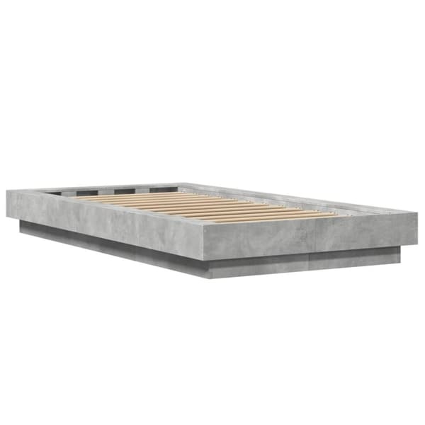 vidaXL Sengeramme med LED-lys betonggrå 90x190 cm konstruert tre