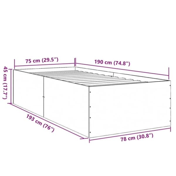 vidaXL Sengeramme svart 75x190 cm konstruert tre