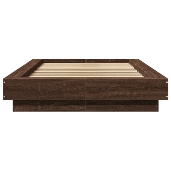 vidaXL Sengeramme med LED-lys brun eik 90x200 cm konstruert tre