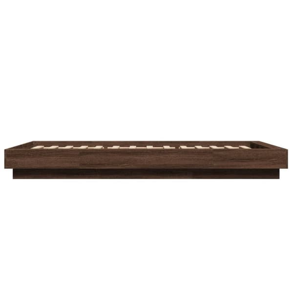 vidaXL Sengeramme med LED-lys brun eik 90x200 cm konstruert tre