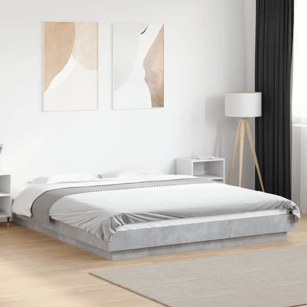 vidaXL Sengeramme betonggrå 160x200 cm konstruert tre