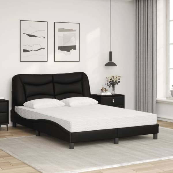vidaXL seng med madras 120x200 cm kunstlæder sort