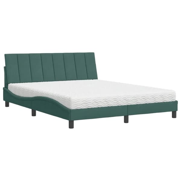 vidaXL Säng med madrass mörkgrön 160x200 cm sammet