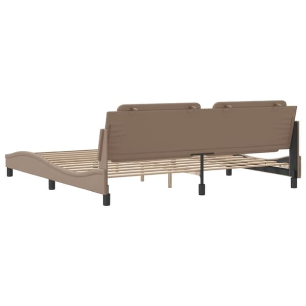 vidaXL sengeramme med sengegavl 200x200 cm kunstlæder cappuccinofarvet