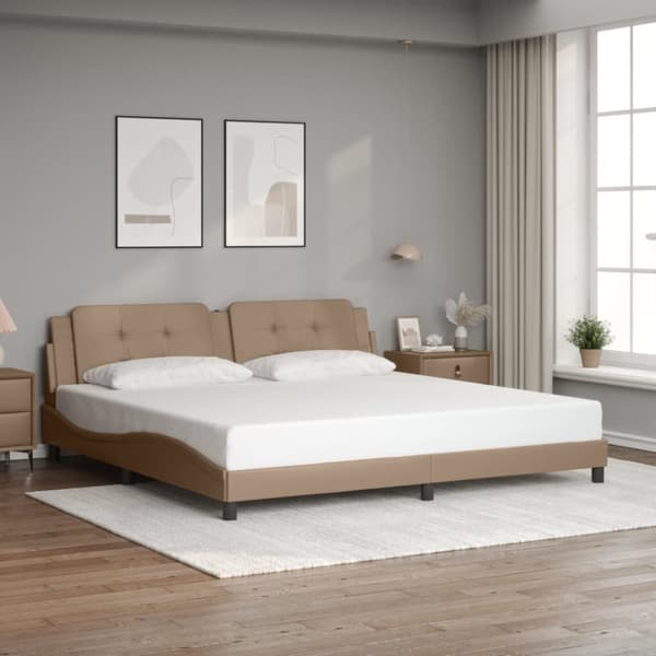 vidaXL Sengeramme med LED-lys cappuccino 200x200 cm kunstig lær