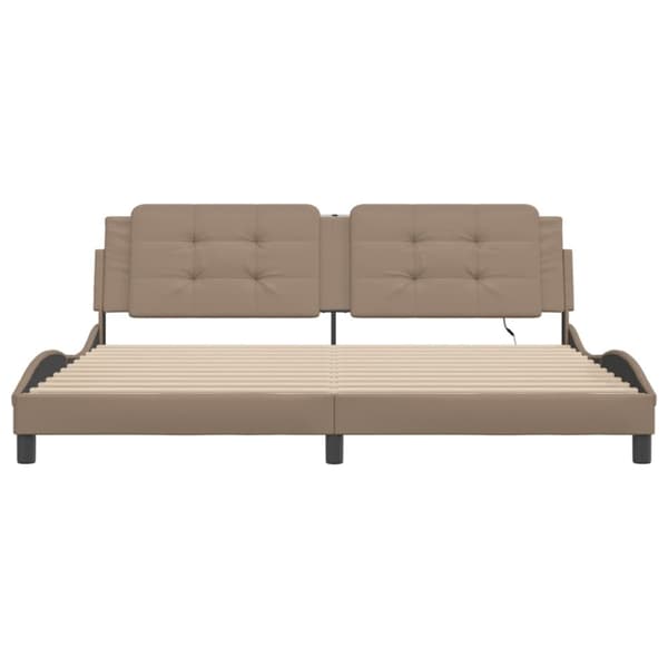 vidaXL Sengeramme med LED-lys cappuccino 200x200 cm kunstig lær