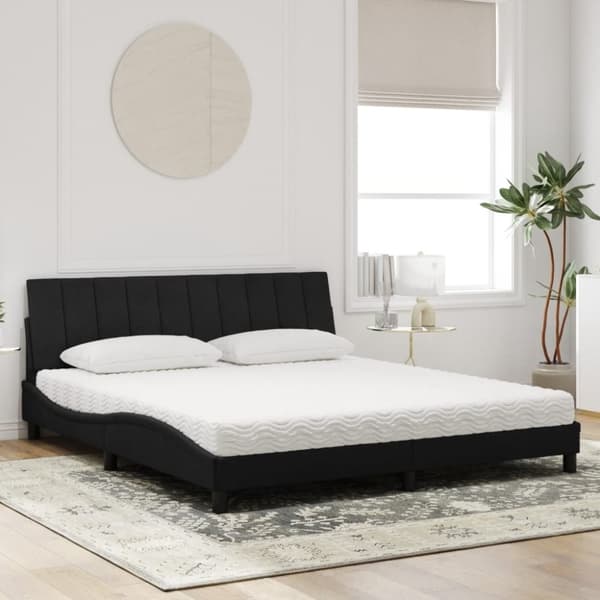 vidaXL seng med madras 180x200 cm velour sort