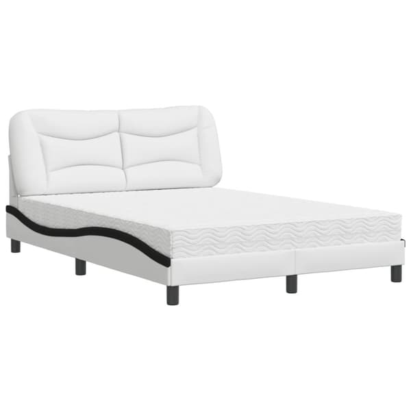 vidaXL Säng med madrass vit och svart 140x200 cm konstläder