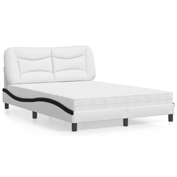 vidaXL Säng med madrass vit och svart 140x200 cm konstläder
