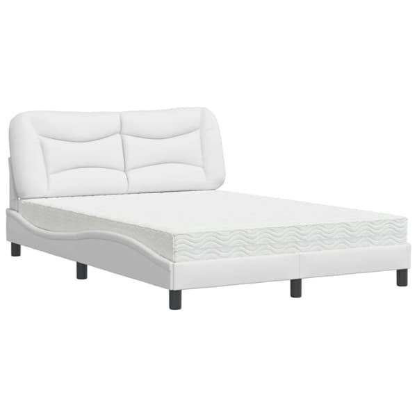 vidaXL seng med madras 140x190 cm kunstlæder hvid