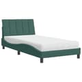 Miniatyrbillede 1 af 11: vidaXL seng med madras 100x200 cm velour mørkegrøn