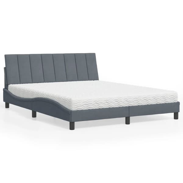 vidaXL seng med madras 160x200 cm velour mørkegrå