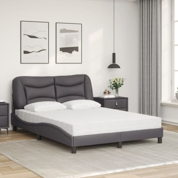 vidaXL seng med madras 140x200 cm kunstlæder grå