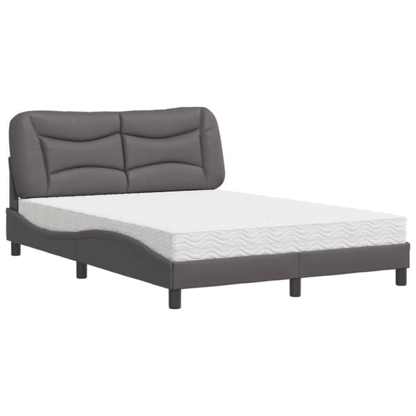 vidaXL seng med madras 140x200 cm kunstlæder grå