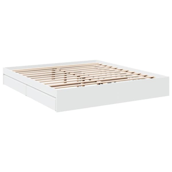 vidaXL Sengeramme med skuffer hvit 180x200 cm konstruert tre