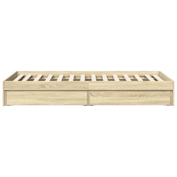 vidaXL sengeramme med skuffer 100x200 cm konstrueret træ sonoma-eg