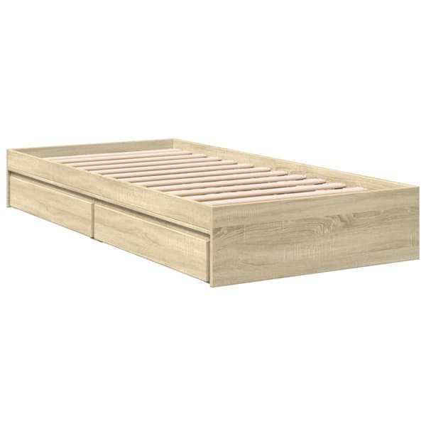 vidaXL sengeramme med skuffer 100x200 cm konstrueret træ sonoma-eg