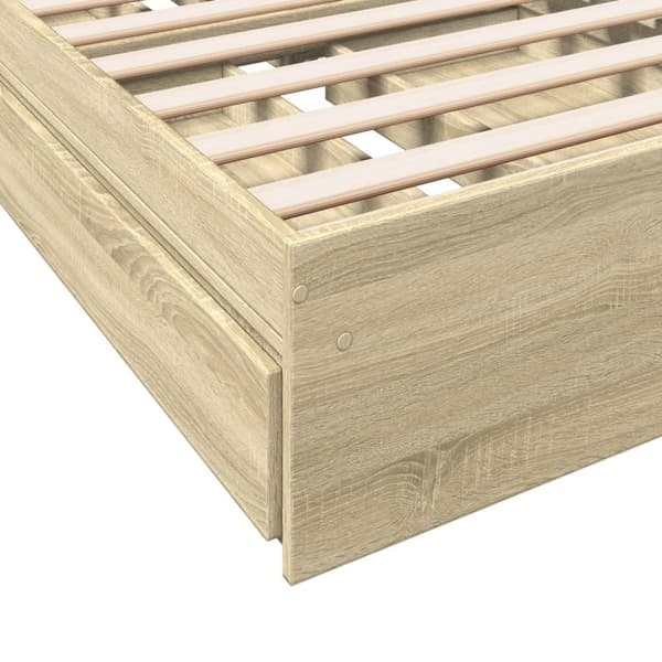 vidaXL sengeramme med skuffer 100x200 cm konstrueret træ sonoma-eg